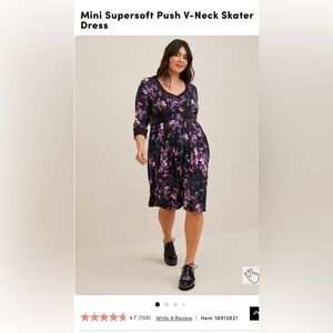 Torrid Mini Supersoft Push V-neck Skater Dress